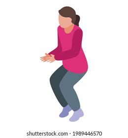 Woman morning exercise icon. Isometric of Woman morning exercise vector icon for web design isolated on white background