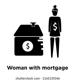Woman with mortgage icon vector isolated on white background, Woman with mortgage transparent sign , business illustrations