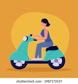 woman with motorbike electric transport