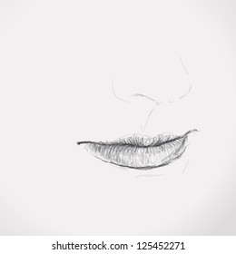 Woman mouth / Vector sketch of female fragment