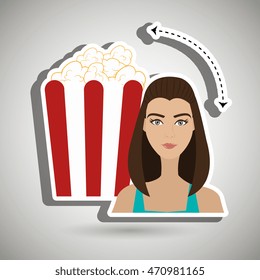 woman movie video theater vector illustration graphic