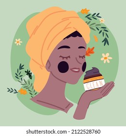 woman with mud mask skin care