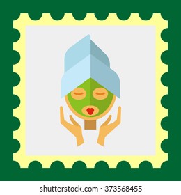 Woman with mudpack on face