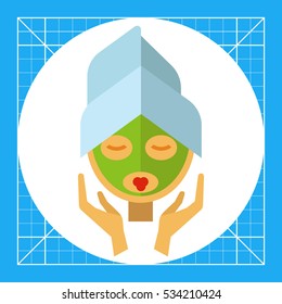 Woman with mudpack on face