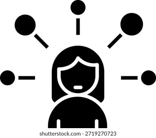 Frau mit mehreren Gedanken Symbol