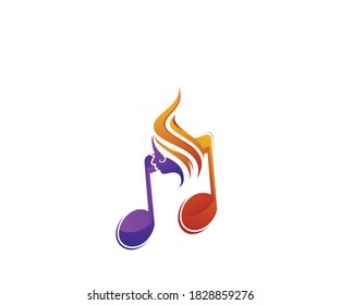 Woman music icon logo design template