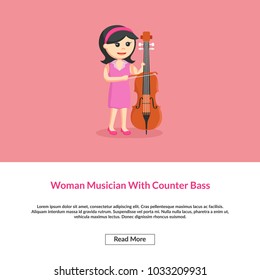 Woman Musician With Counter Bass Information