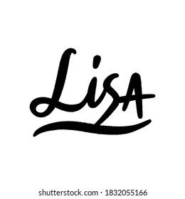 Woman name Lisa hand lettering on white background.
