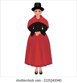 A woman in the national costume of Bolivia. Vector illustration