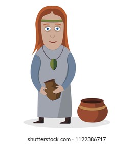 Woman in national dress. Indo-Europeans. National clothes. Vector illustration.