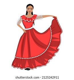 A woman in a national Paraguayan costume. Vector illustration