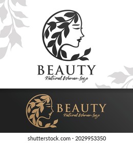 woman natural beauty logo template