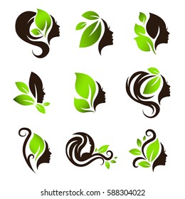 Woman Natural Beauty and Spa Salon Logo Design Collection 