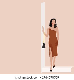 Woman near the door vector minimalism