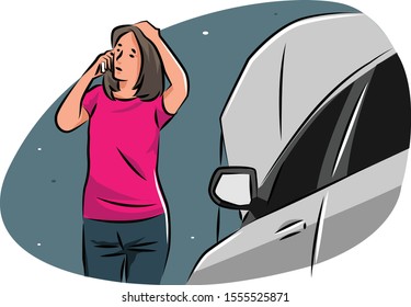 a woman needs help breaking down a car