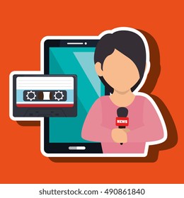woman news cassette radio