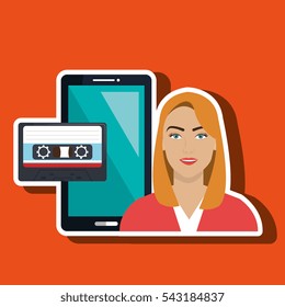 woman news cassette radio