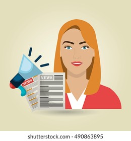woman news megaphone speak