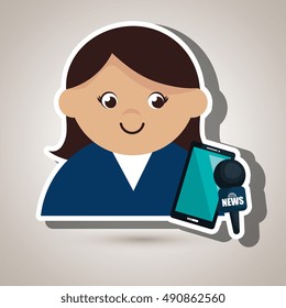 woman news smartphone reportage