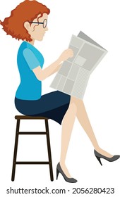 Woman newspaper vector illustration design flat