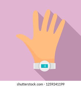 Woman nfc bracelet icon. Flat illustration of woman nfc bracelet vector icon for web design