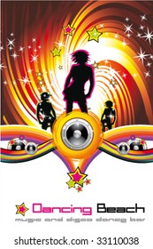 Woman Nigh Background for Disco Dance Flyer