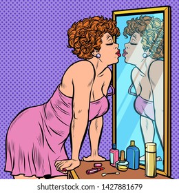 Woman Kissing Mirror Images Stock Photos Vectors Shutterstock