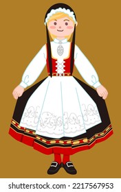 Woman in Norwegian national costume.