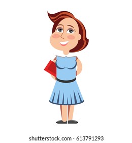 Woman with notebook. Vector illustration.