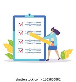 woman notes in terms of points vector illustration