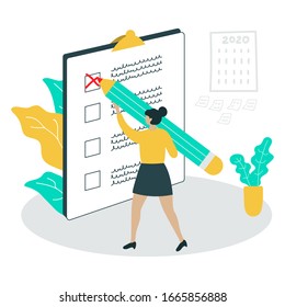 woman notes in terms of points vector illustration
