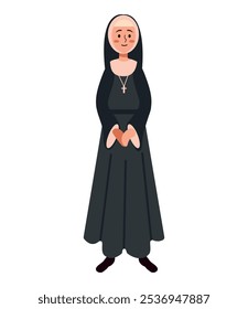 Mujer monja de carácter católico aislada