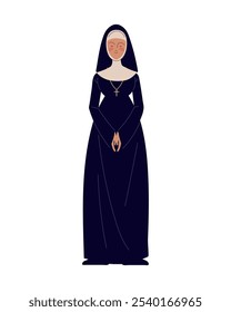 Mujer monja de carácter católico aislada