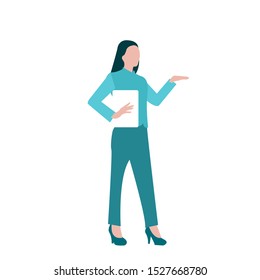woman nurse in action poses flat illustration