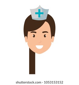 woman nurse head avatar character