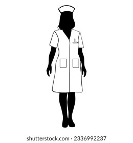 Woman nurse silhouette. Vector illustration