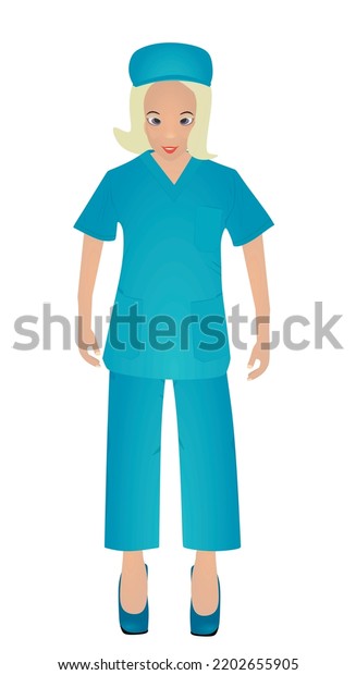 Woman Nurse Stand Vector Illustration Stock Vector (Royalty Free ...