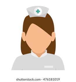 woman nurse wearing medical uniform and hat cartoon vector illustration