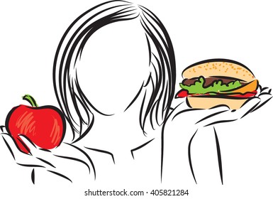 woman nutrition choice illustration