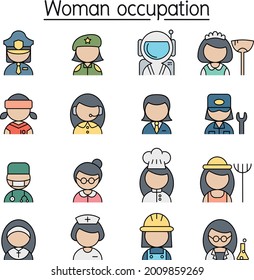 Woman Occupation, Profession, Career filled outline icon