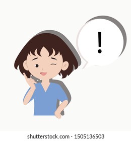 Woman offering information concept on white background. Flat vector illustration use for your project.