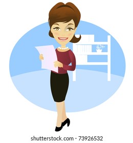 Woman in the office with a document