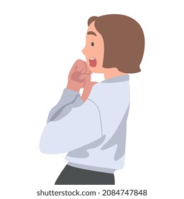 Woman Office Employee Afraid of Something and Terrified Shaking with Fear Vector Illustration