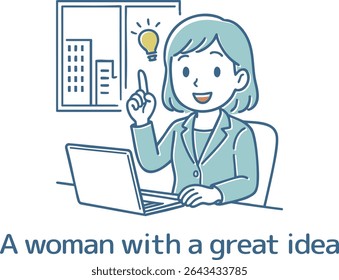 Woman in the office with a great idea