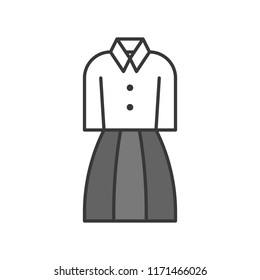 woman office uniform, filled color outline editable stroke
