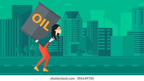 Woman with oil can.