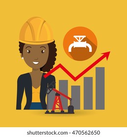 woman oil drill platform vector illustration graphic eps 10