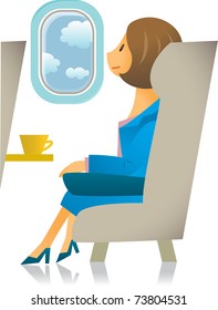 woman on airplane /beautiful businesswoman relaxing on airplane