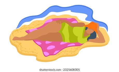 Woman on the beach. Vector isolated illustration.