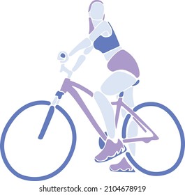 Woman on bike vector illustration